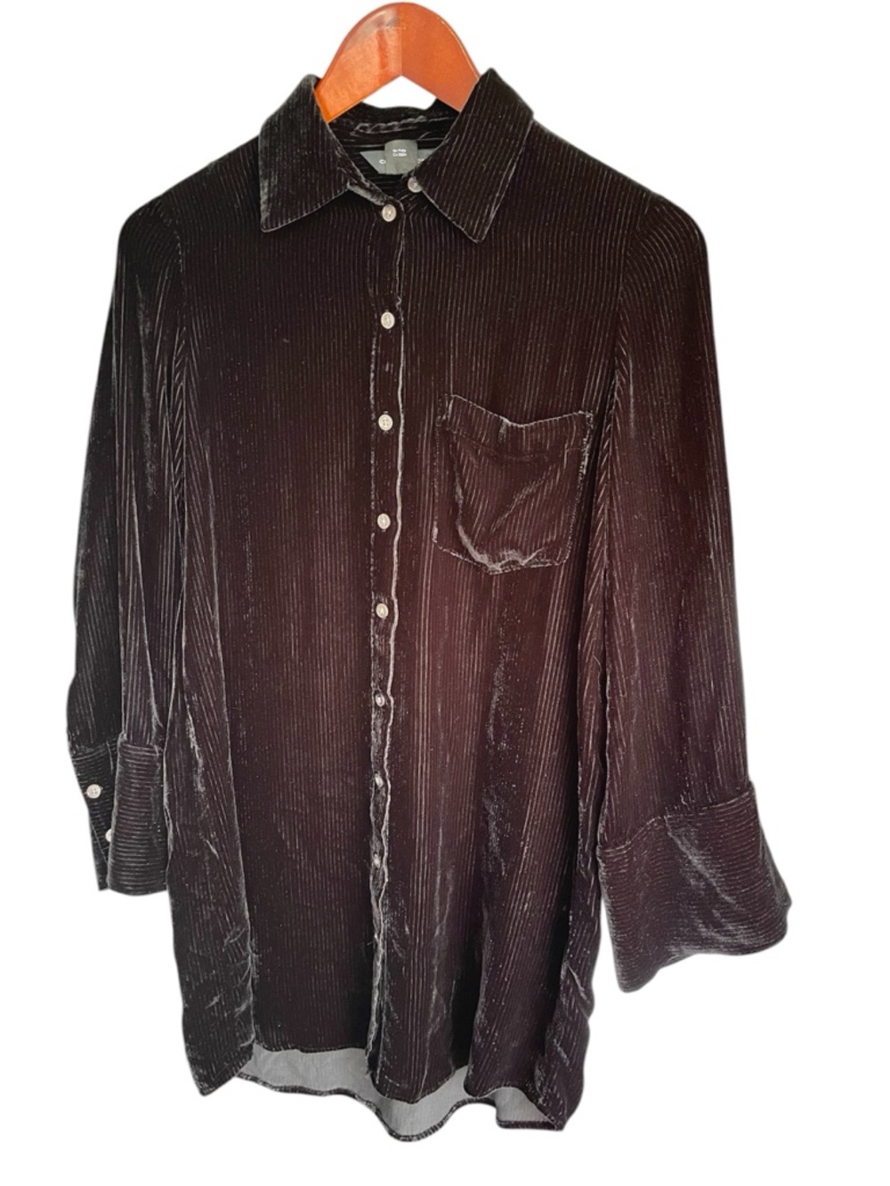 Club Monaco Black Silk Viscose Blend Black Button Down Shirt